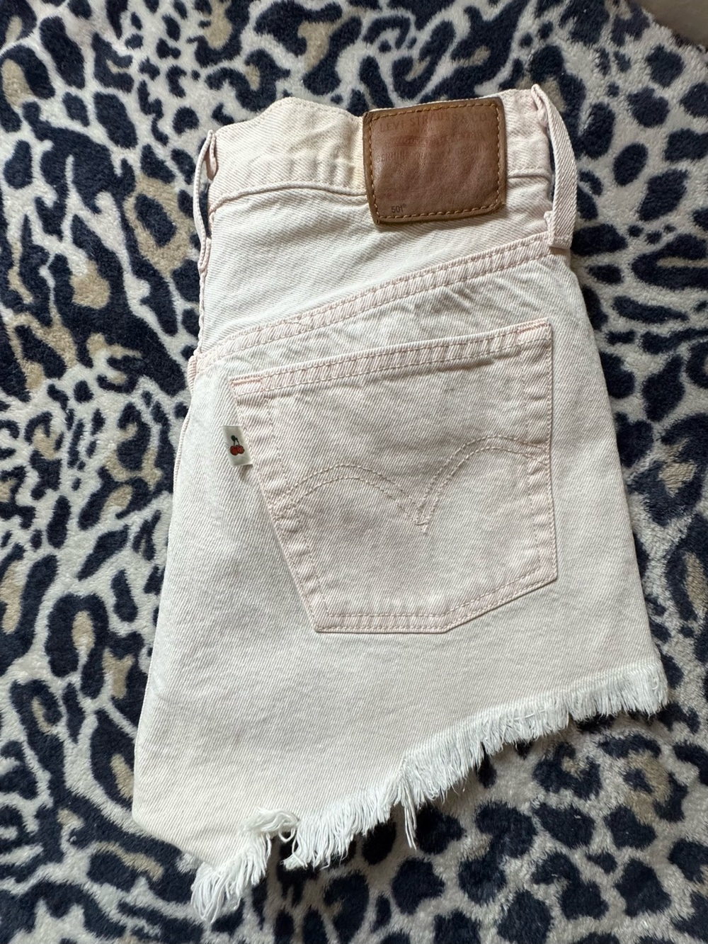 Levi's 501 Original Pale Pink Denim Shorts with Frayed Waist Detail